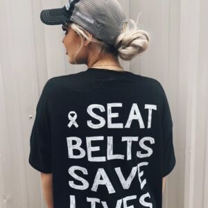 KMF Black Tshirt Seat belts save lives
