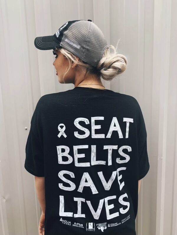 KMF Black Tshirt Seat belts save lives